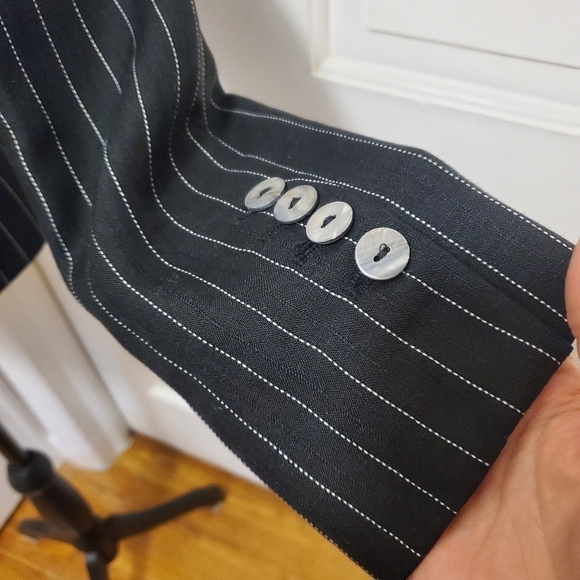 H&M Black & White Striped Linen Blazer Career, Casual Size 8 - Picture 10 of 11